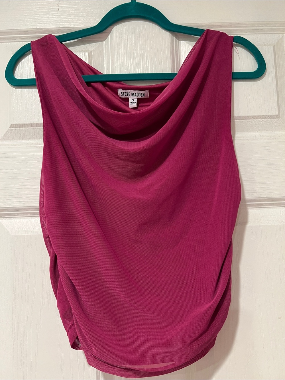 Steve Madden Fuchsia Cowl Neck Sleeveless Tank